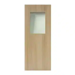 ประตู WPC ภายใน Bathic กระจกบนใสเขียวตัดแสง BWG03 สีเบจ ไพน์