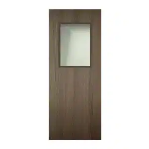 ประตู WPC ภายใน Bathic กระจกบนใสเขียวตัดแสง BWG03 สีคาดิซ วอลนัท