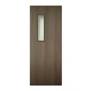 ประตู WPC ภายใน Bathic กระจกบน-ชิดข้าง ใสเขียวตัดแสง BWG08 สีคาดิซ วอลนัท