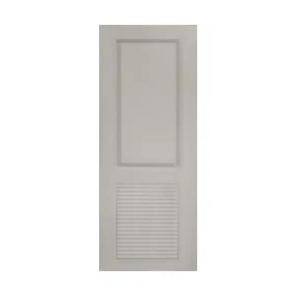 ประตู uPVC ภายนอก-ภายใน Polywood เกล็ดล่าง-2 ฟักตรง PLR-004 สีเบจ ผิวลายเสี้ยนไม้