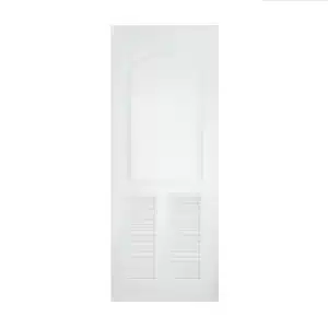 ประตู uPVC ภายใน Polywood เกล็ดล่าง-3 ฟักโค้งบน PSW-16 สีขาว ผิวลายเสี้ยนไม้