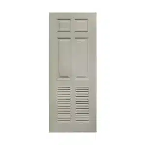 ประตู uPVC ภายใน Polywood เกล็ดล่าง-6 ฟัก PSW-8 สีเบจ ผิวลายเสี้ยนไม้