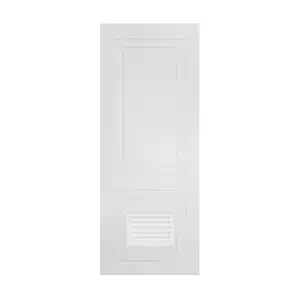 ประตู uPVC ภายใน Polywood เกล็ดล่าง-เซาะร่อง Vacuum PSW-30 สีขาว ผิวลายเสี้ยนไม้