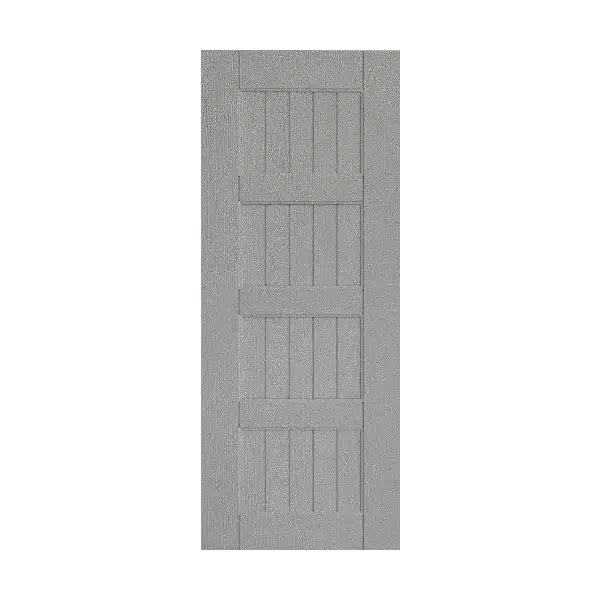 ประตู uPVC ภายนอก-ภายใน Polywood PBR-005 สีเทา ผิวลายเสี้ยนไม้