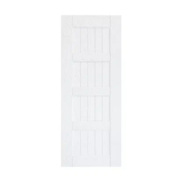 ประตู uPVC ภายนอก-ภายใน Polywood PBR-005 สีขาว ผิวลายเสี้ยนไม้