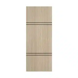 ประตู uPVC ภายใน Polywood เซาะร่องดำ LPRM-016 สีแทนเมเปิ้ล ผิวลายเสี้ยนไม้